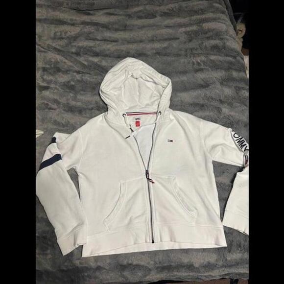 Tommy Hilfiger Other - Tommy Jeans White Full-Zip Hoodie Size M - Classic Logo Design